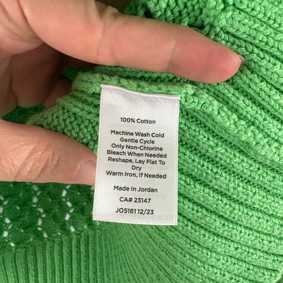 Talbots  Green V-Neck Cable Knit Long Sleeve Sweater Size Medium - Picture 3 of 6